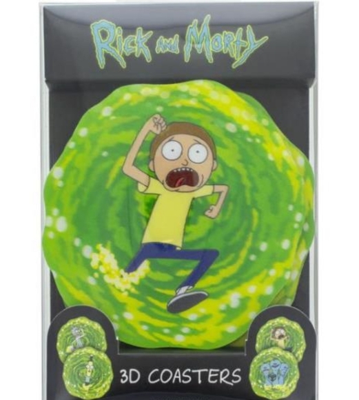 Rick & Morty 3D Dimensional Portal 4pc Coasters Mr Poopy Butthole Mr Meeseeks - Picture 8 of 8